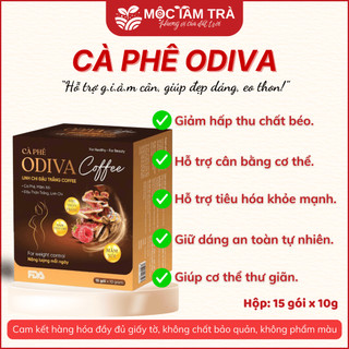 Cà phê Odiva Coffee Nấm Đông Trùng - Đậu Trắng - Mâm Xôi - Mộc Tâm Hộp 15 gói x 10g