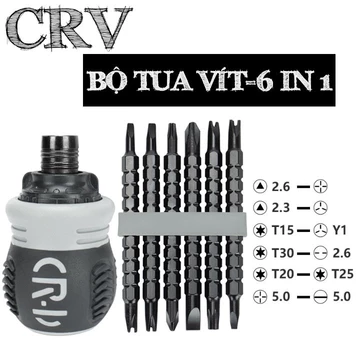 Bộ Tua Vít Ngắn Đa Năng 6 Đầu Vít Thép Crom Cứng - Tua Vít Mini- Tua Vít Nhiều Đầu-Tô Vít Nhỏ-200G