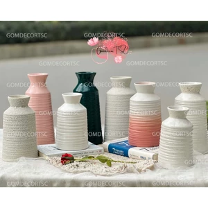 Bình Hoa Gốm Sứ Bát Tràng Dáng Bó Mạ Cao 25cm Lọ Hoa Men Atlantis Pastel Decor Để Bàn GomDecorTSC