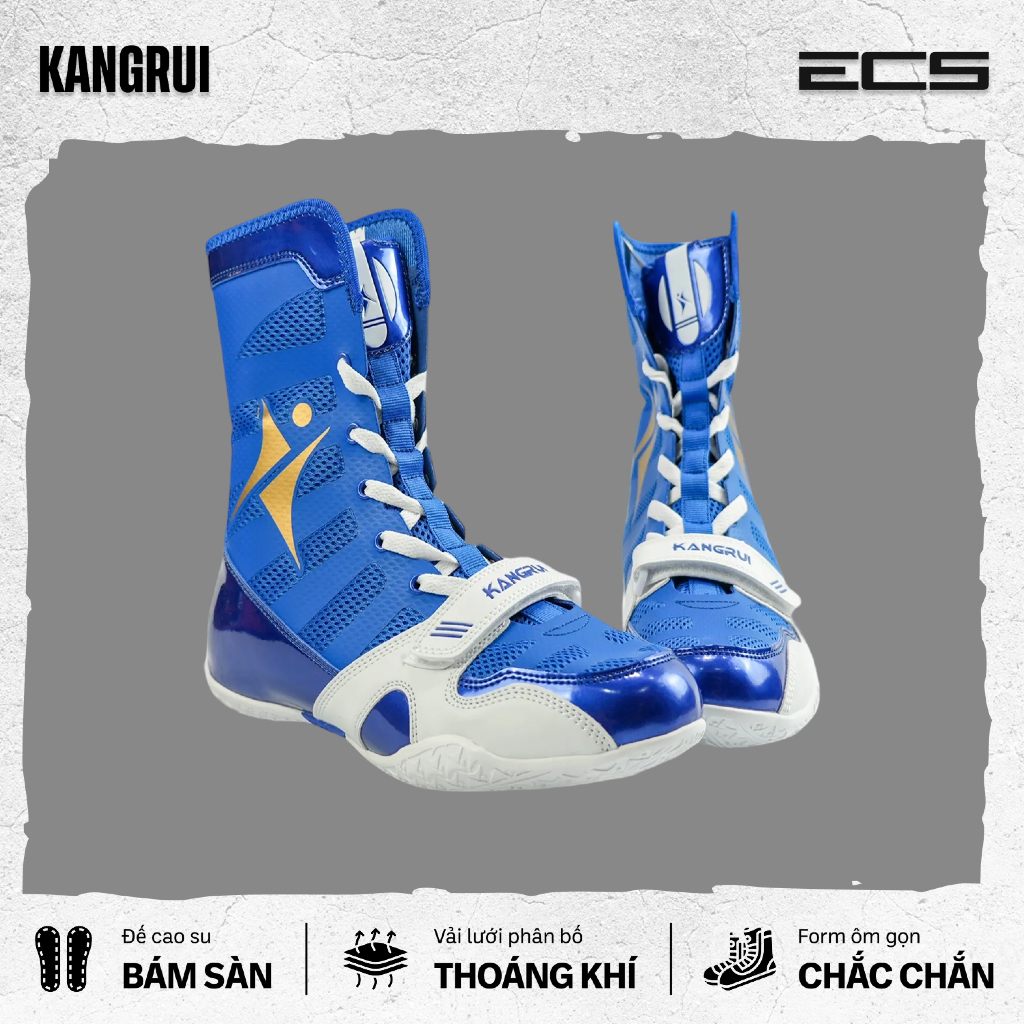 Giày Boxing Kangrui KB201, Giày Boxing Thi Đấu Chuyên Nghiệp, Bám Sàn, Bảo Vệ Cổ Chân