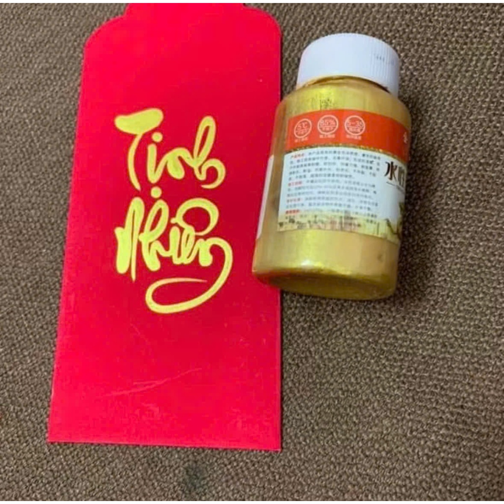 Mực nhũ vàng, mực nhũ viết thư pháp mịn sáng, nhanh khô chai 100ml đậm đặc viết lên các chất liệu đá, vải giấy