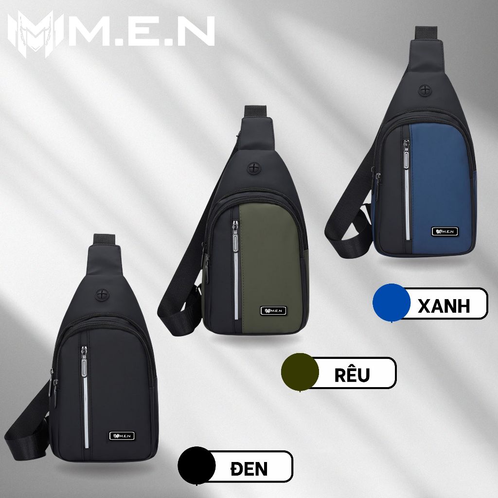 Túi đeo chéo sang trọng ĐC65 - KÉO ĐỨNG đen - xanh vải dầy vải trượt nước {MẪU MỚI}