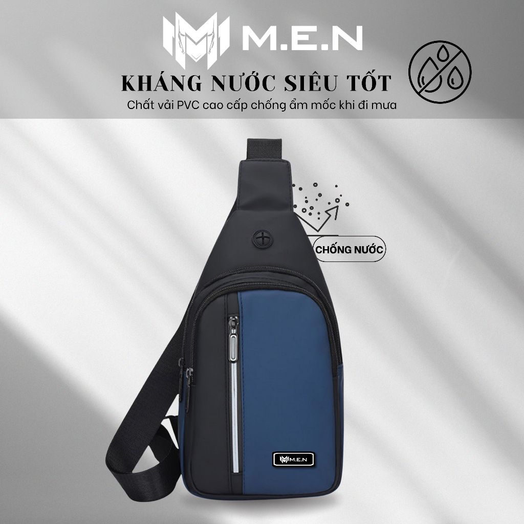 Túi đeo chéo sang trọng ĐC65 - KÉO ĐỨNG đen - xanh vải dầy vải trượt nước {MẪU MỚI}