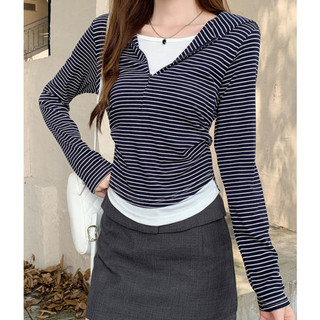 Áo Thun Kiểu Bigsize Nữ Áo Ôm Body Tay Dài Cổ V Khóa Kéo Basic Màu Kẻ Sọc Cho Chubby A340