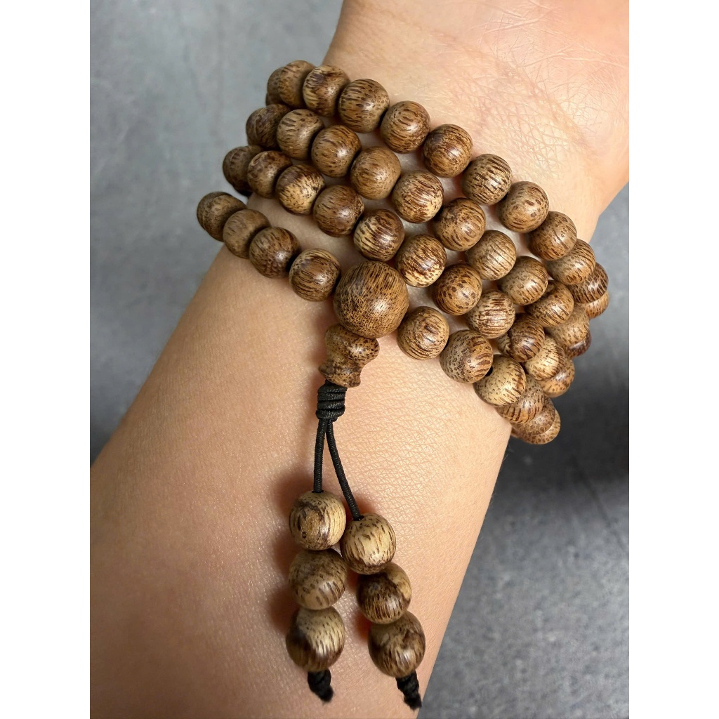 108 Beads Natural Agarwood Mala Bracelet | Vietnamese Origin | Calm Energy & Mindful Living