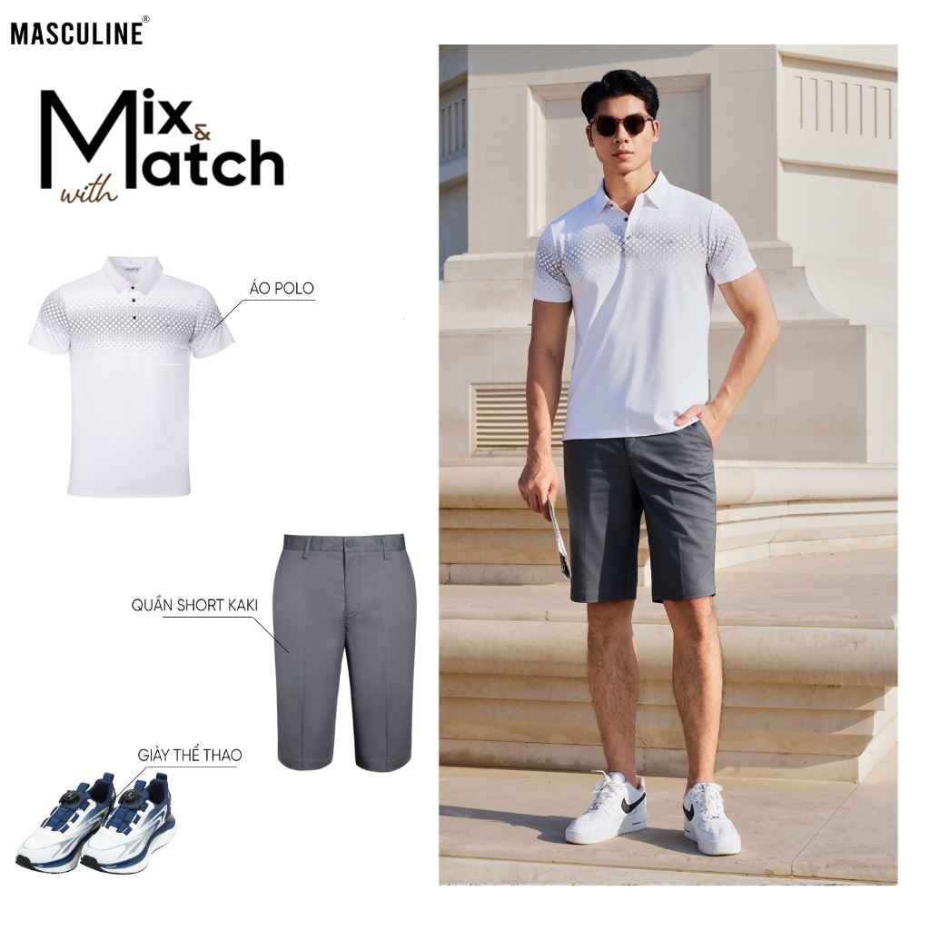Áo polo nam MASCULINE APL603 cao cấp chất liệu Silk Nylon Spandex form Regular Fit