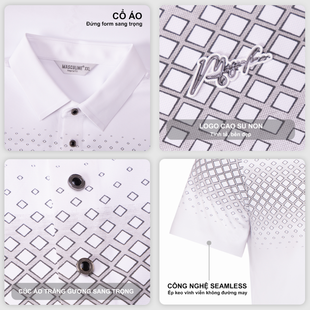 Áo polo nam MASCULINE APL603 cao cấp chất liệu Silk Nylon Spandex form Regular Fit