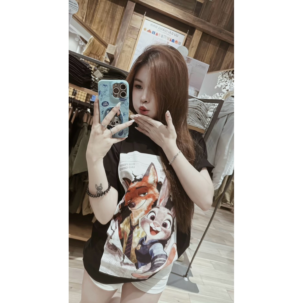 Áo Thun Tay Ngắn Zootopia Siêu Nét Vải Cotton 2 Chiều Dày Dặn, Form Rộng Unisex