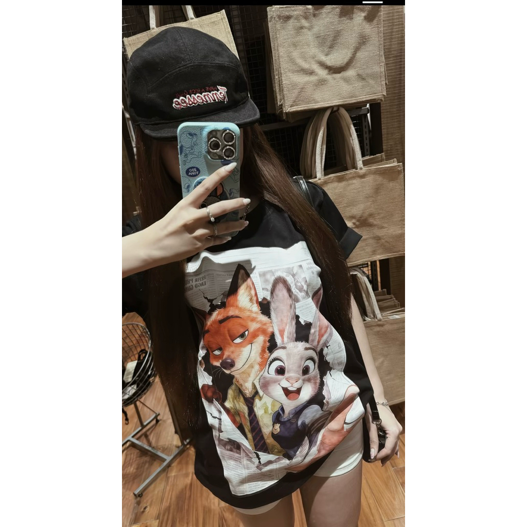 Áo Thun Tay Ngắn Zootopia Siêu Nét Vải Cotton 2 Chiều Dày Dặn, Form Rộng Unisex