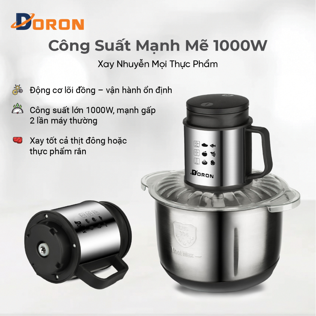 Máy xay thịt cá RAF1000W cối inox 5l phù hợp gia đình, kinh doanh