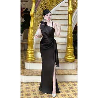 Đầm dạ hội maxi lệch vai có nơ dành cho nữ[damvaythietke]có đủ màu đe, xanh, đỏ, đen, trắng, đi chơi, đi tiệc,.. M105