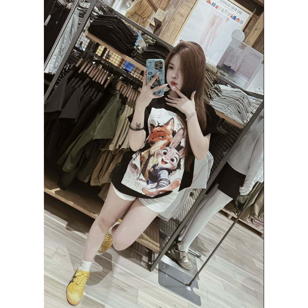 Áo Thun Tay Ngắn Zootopia Siêu Nét Vải Cotton 2 Chiều Dày Dặn, Form Rộng Unisex