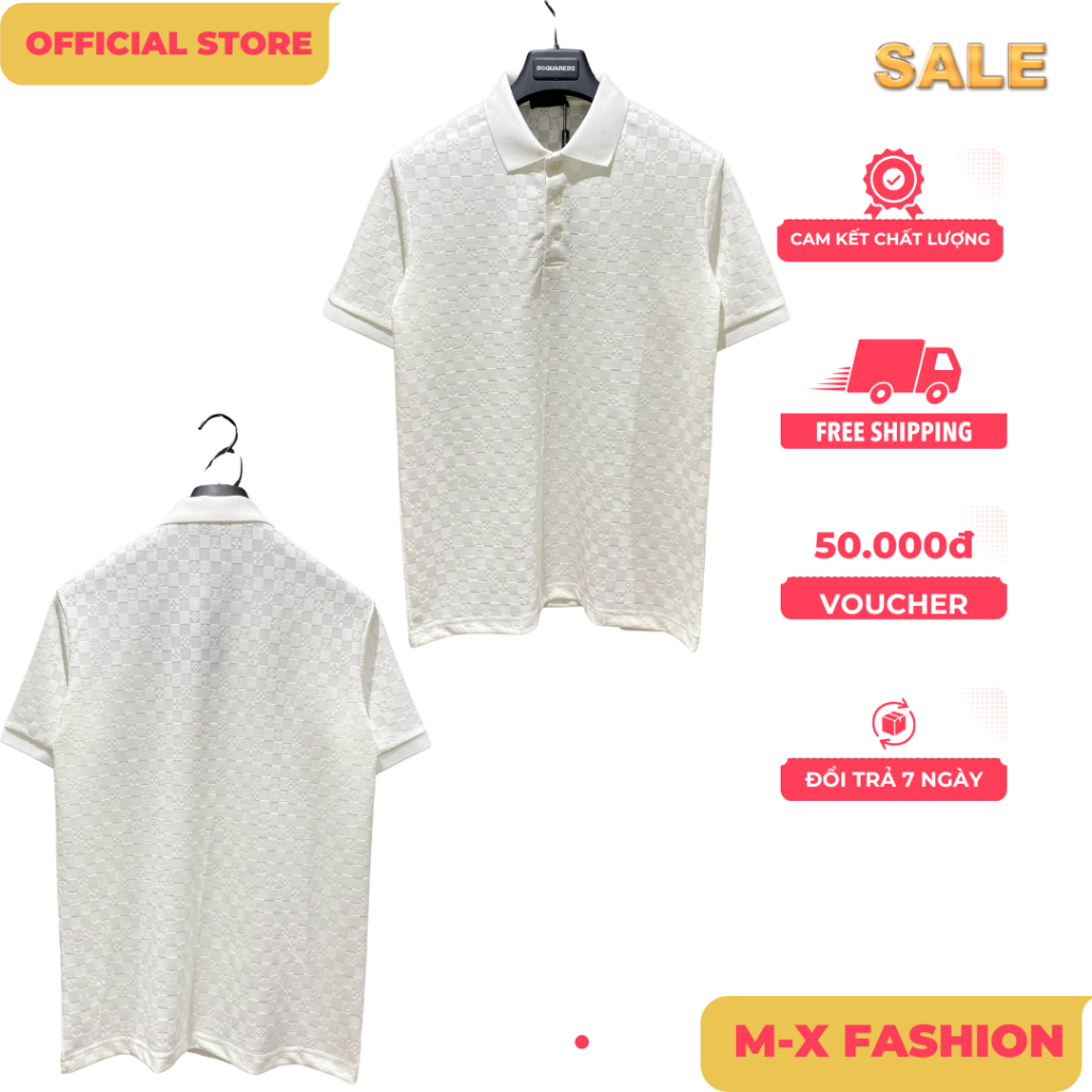 ÁO polo nam cổ tròn họa tiết tay ngắn phong cách trẻ trung chuẩn from
