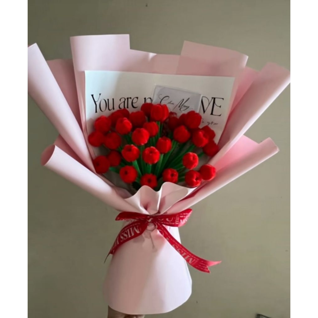 Bó hoa tulip mini kẽm nhung 20 bông