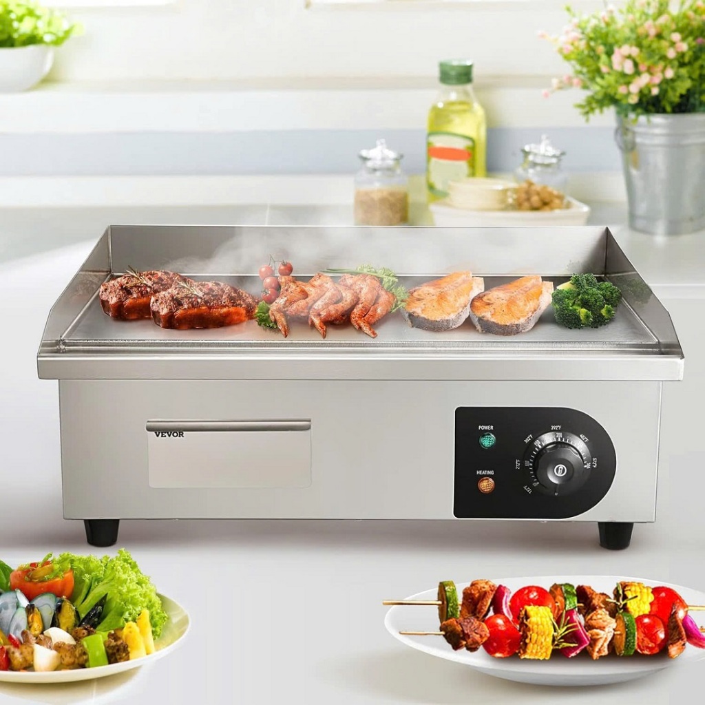 Bếp chiên teppanyaki mặt phẳng 3000W kiểm soát nhiệt độ chính xác, chống dính tốt