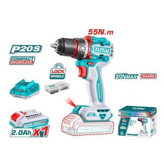 TOTAL Máy khoan không chổi than dùng pin 20V KÈM PIN SẠC TDLI205581 / TDLI205582