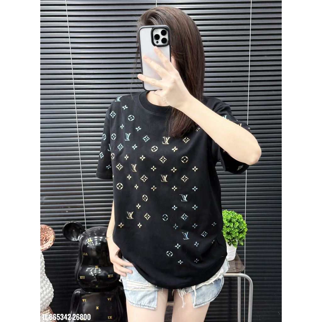 ÁO thun nam QC cổ tròn họa tiết thêu tay ngắn phong cách trẻ trung chuẩn from