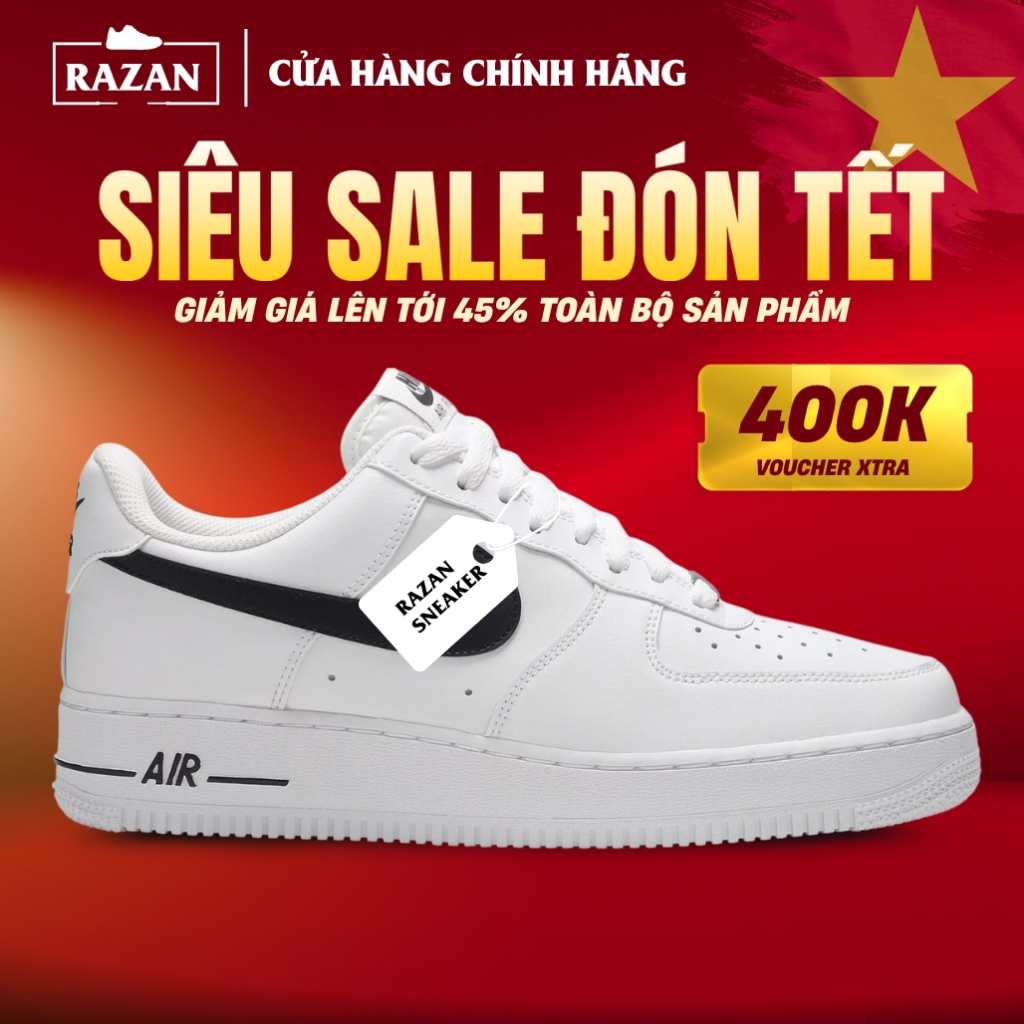 [[Auth] Giày Air Force 1 Low White Black CJ0952-100, Af1 Black White ...