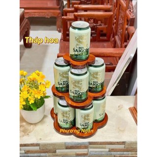 Tháp 3 Tầng Gỗ Tự Nhiên Bày Bia ,Nước Ngọt Ban Thờ Gia Tiên , Sơn PU Phủ Bóng YATASMART