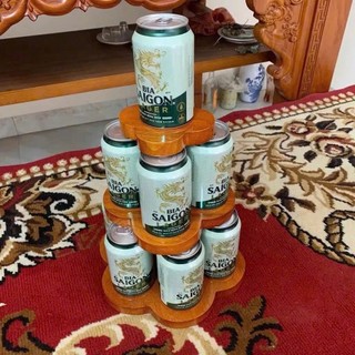 Tháp 3 Tầng Gỗ Tự Nhiên Bày Bia ,Nước Ngọt Ban Thờ Gia Tiên , Sơn PU Phủ Bóng YATASMART