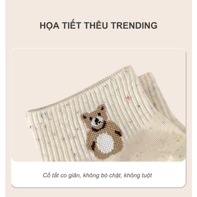 Tất vớ hạt màu cổ ngắn, họa tiết đáng yêu, chất liệu mềm mịn thoáng khí - Ekiu Shop