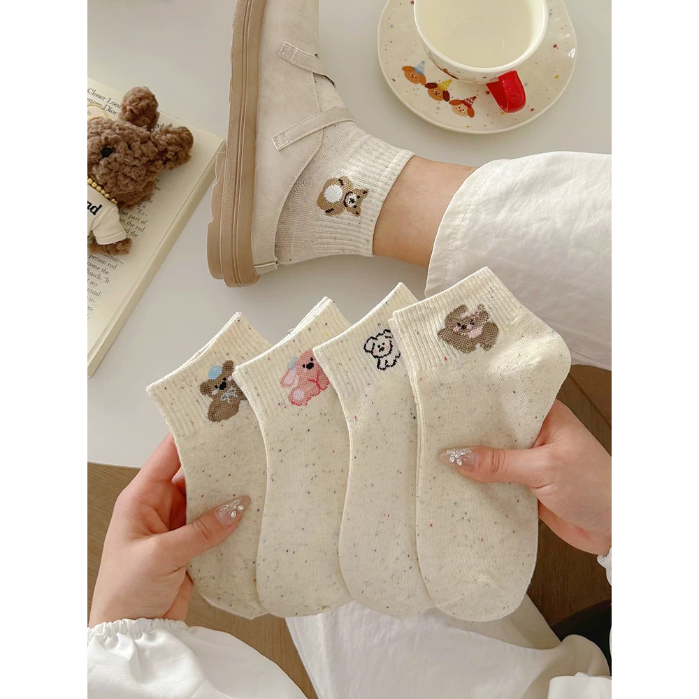 Tất vớ hạt màu cổ ngắn, họa tiết đáng yêu, chất liệu mềm mịn thoáng khí - Ekiu Shop