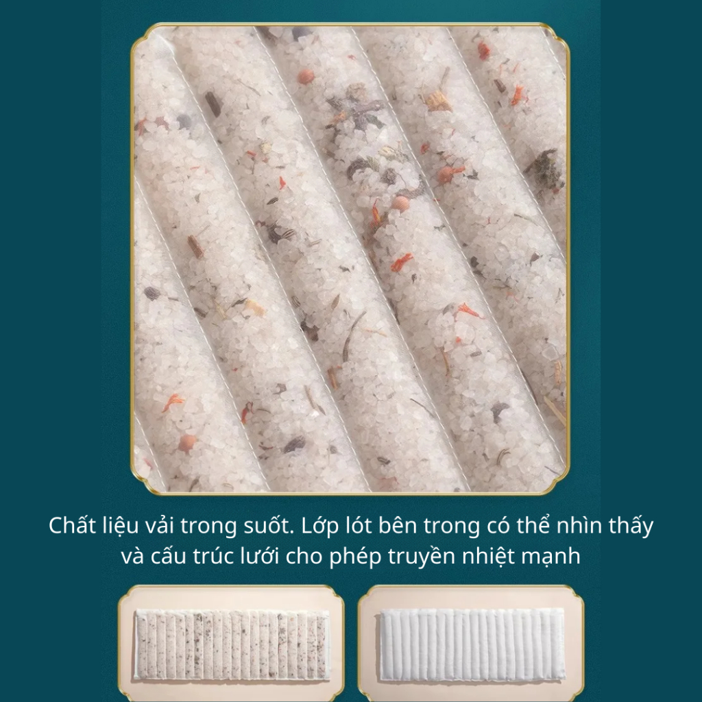 Đai chườm muối đá và thảo dược tự nhiên, giúp làm ấm, tăng cảm giác thư thái và hỗ trợ giảm đau nhức