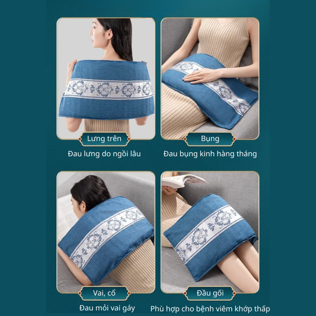 Đai chườm muối đá và thảo dược tự nhiên, giúp làm ấm, tăng cảm giác thư thái và hỗ trợ giảm đau nhức