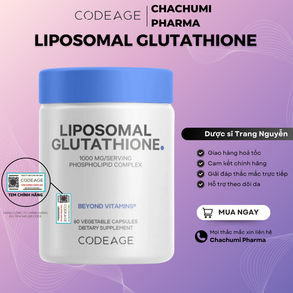 viên uống trắng da glutathione 1000mg Viên Uống Glutathione ONE 1000mg Codeage Trắng Da, Giảm Nám Tàn Nhang
