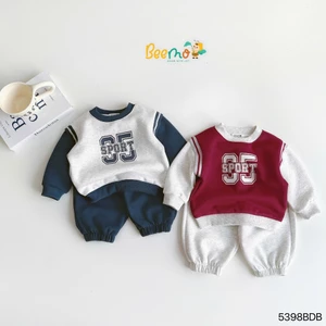 Bộ nỉ phối thân sport 35, set bộ nỉ bé trai kiểu dáng thể thao khoẻ khoắn 5398BDB