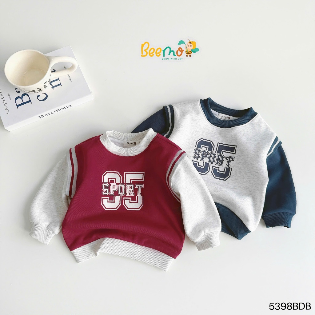 Bộ nỉ phối thân sport 35, set bộ nỉ bé trai kiểu dáng thể thao khoẻ khoắn 5398BDB