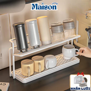 Kệ Úp Ly Cốc 2 Tầng Thép Carbon MAISON – Có Khay Hứng Nước, Chống Gỉ, Để Cốc Gọn Gàng