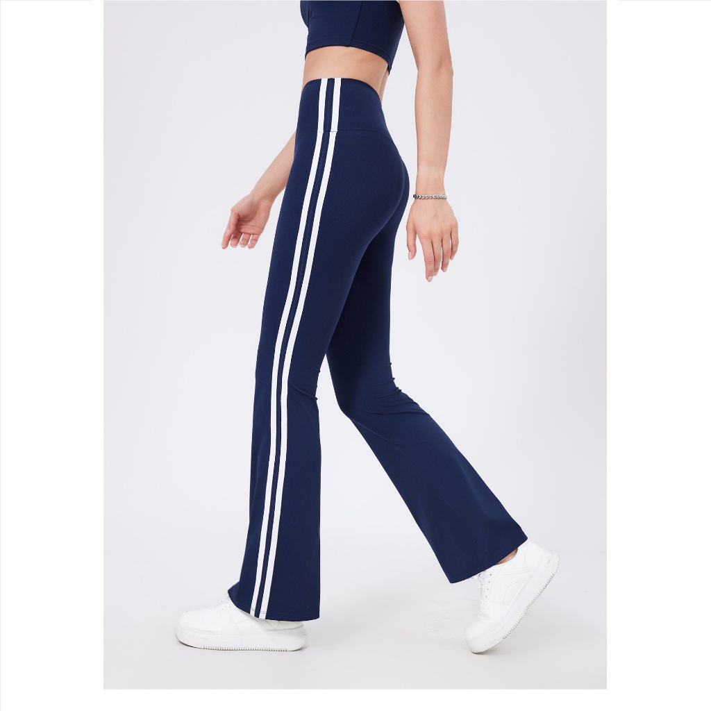 【Fumeng】Quần flared nữ phong cách hotgirl eo cao dây phối ghép cao đàn thấm hút nhanh nâng mông