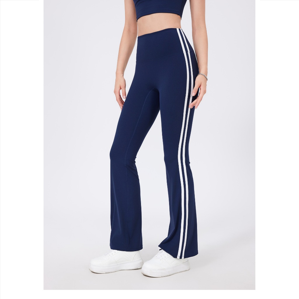 【Fumeng】Quần flared nữ phong cách hotgirl eo cao dây phối ghép cao đàn thấm hút nhanh nâng mông
