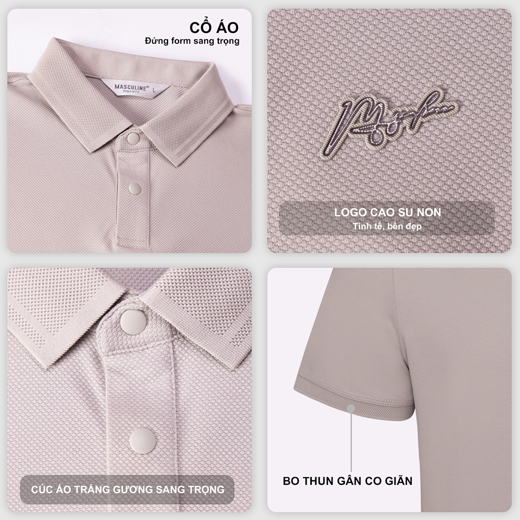 Áo polo nam MASCULINE APL605 cao cấp cotton rayon spandex cổ đứng form Regular Fit