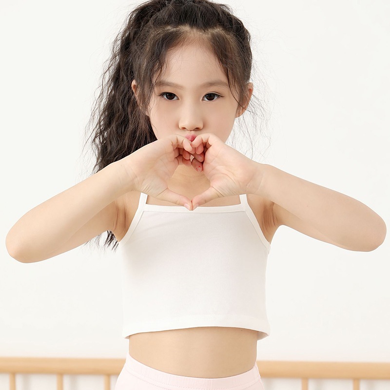 Áo lá bé gái tuổi dậy thì 8-15 tuổi -  Áo lót học sinh cotton mềm mại thấm hút 2 dây mảnh basic B032