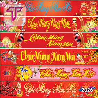 Phông Nền Tết, Bạt trang trí chụp hình Tết, chúc mừng năm mới 2026, Happy New Year 2026