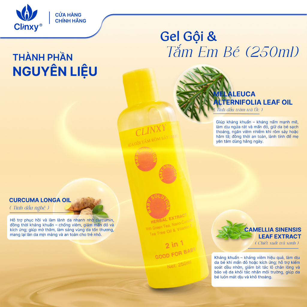 Sữa Tắm Cho Bé Clinxy Dòng TIêu Chuẩn, Gel Tắm Gội Hỗ Trợ Ngừa Rôm Sảy, Giúp Bé Có Làn Da Mịn Màng