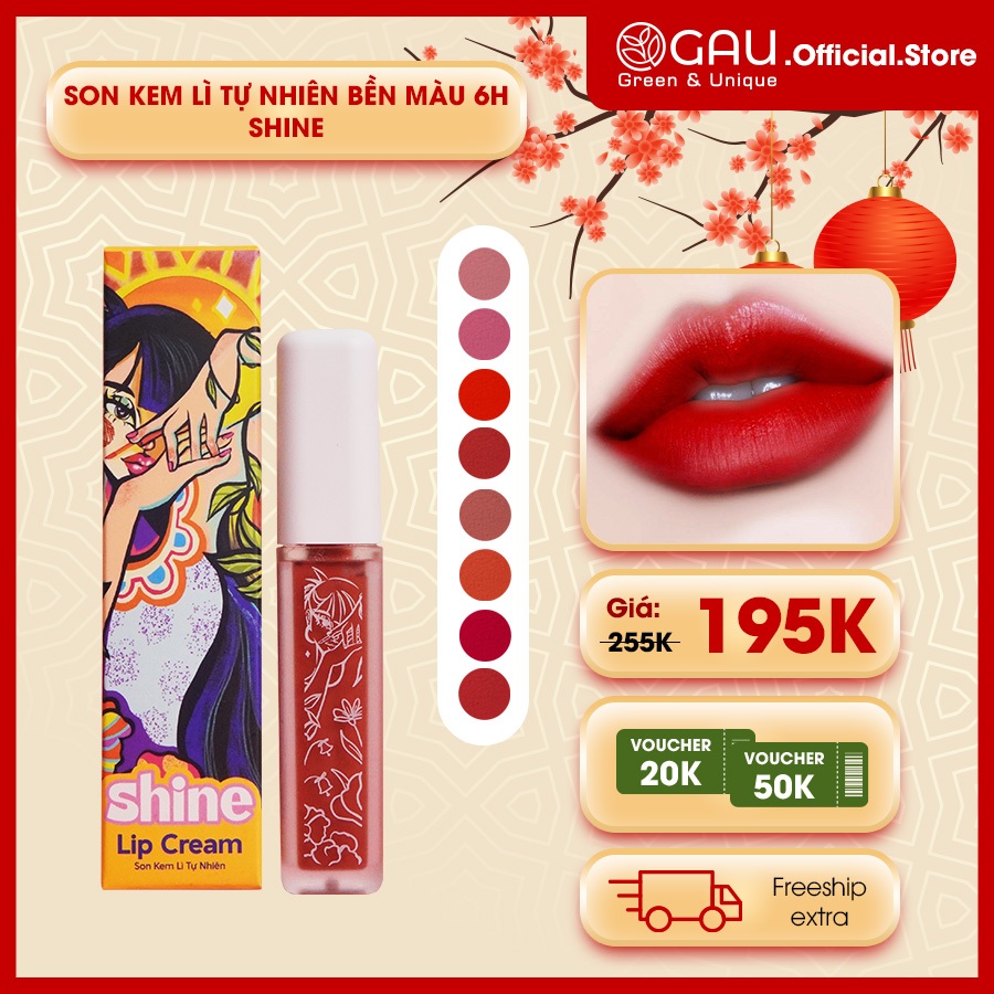 Son Kem Lì Tự Nhiên Chính Hãng Không Chì Mềm Mịn An Toàn GAU SHINE Hoàn toàn từ Thiên nhiên 10g