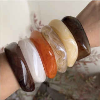 HỎA TỐC 🚛🚨 [30 PHÂN LOẠI MÀU] Vòng tay nhựa Acrylic hình học bất đối xứng size lớn cá tính phong cách Âu Mỹ OVT_0002