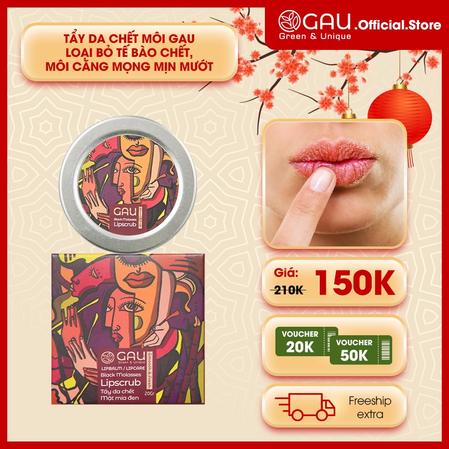 Tẩy Tế Bào Chết Môi - GAU Black Molasses Lipscrub Smooth & Fresh Chiết Xuất Mật Mía 30ml
