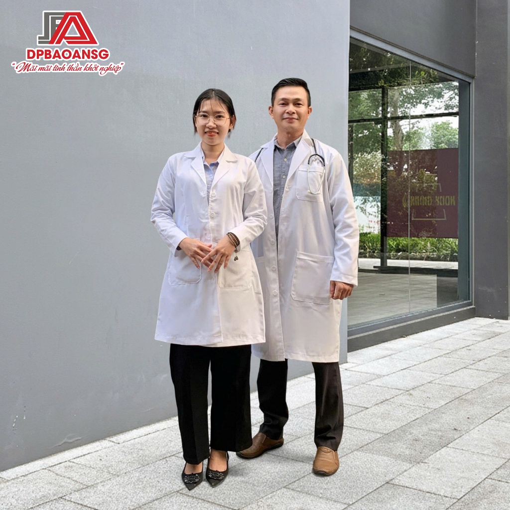 Áo Blouse Dài Tay Trắng Gạo Cho Nam Nữ Bác Sĩ – Vải Kaki Chuẩn Đồng Phục Y Tế