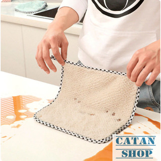 Khăn Lau Bếp Nhà Bếp, Khăn Lau Đa Năng 2 Mặt Viền Kẻ Caro Dày Dặn Siêu Thấm Hút-GD905-KhanVienKe