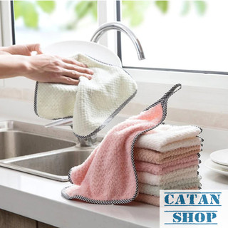 Khăn Lau Bếp Nhà Bếp, Khăn Lau Đa Năng 2 Mặt Viền Kẻ Caro Dày Dặn Siêu Thấm Hút-GD905-KhanVienKe