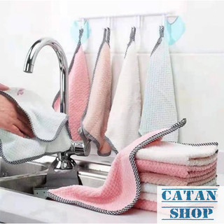 Khăn Lau Bếp Nhà Bếp, Khăn Lau Đa Năng 2 Mặt Viền Kẻ Caro Dày Dặn Siêu Thấm Hút-GD905-KhanVienKe