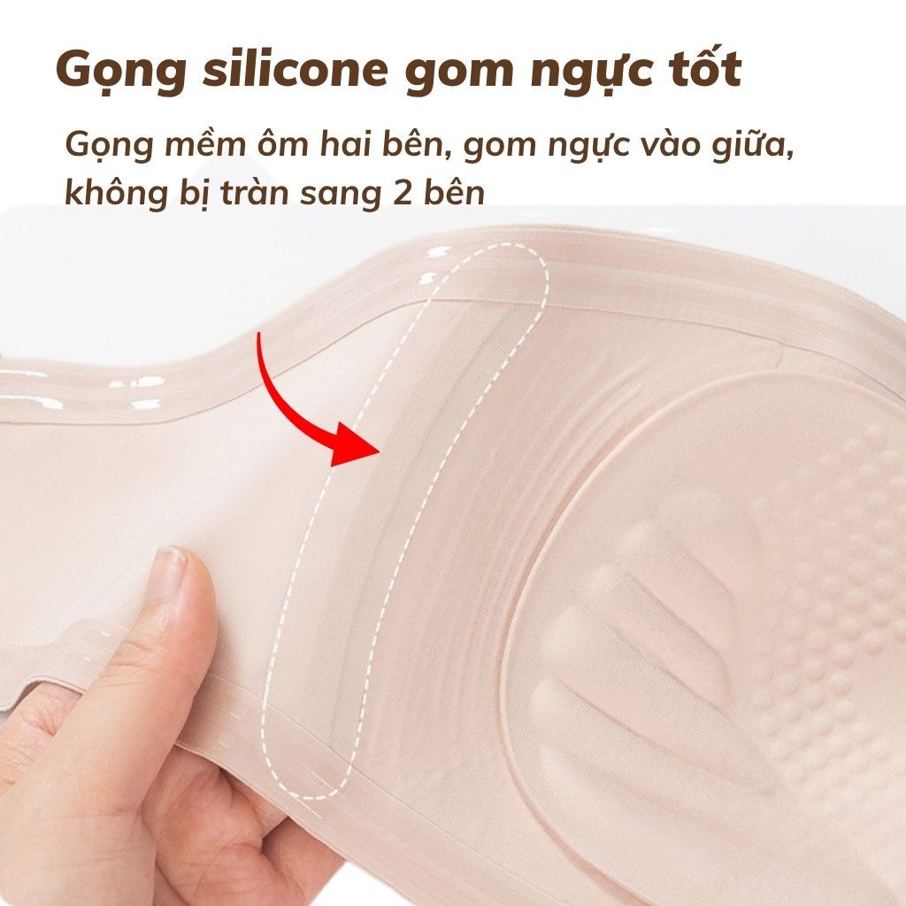 Áo ngực nữ không dây quây ngang chất su cao cấp - Áo lót nữ cúp ngang silion bám da chống tuột AG86