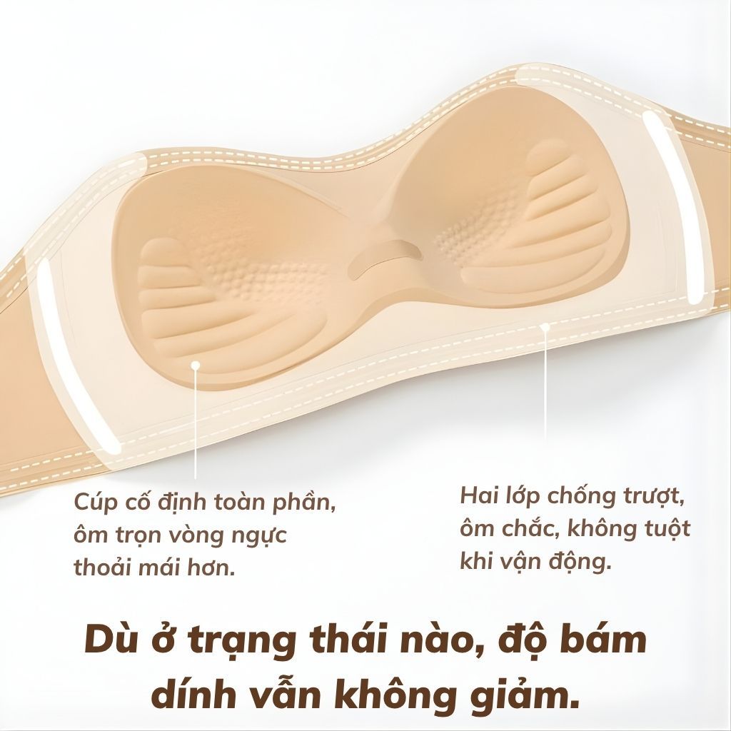 Áo ngực nữ không dây quây ngang chất su cao cấp - Áo lót nữ cúp ngang silion bám da chống tuột AG86
