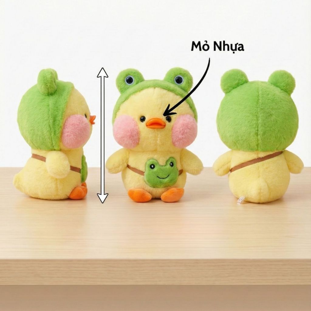 Gấu Bông Vịt Má Hồng Đội Mũ Thỏ,Ếch Đáng Yêu, Vịt Nhồi Bông Đeo Túi Làm Quà Tặng Cho Bé, Ban Gái,Decor Bàn Học