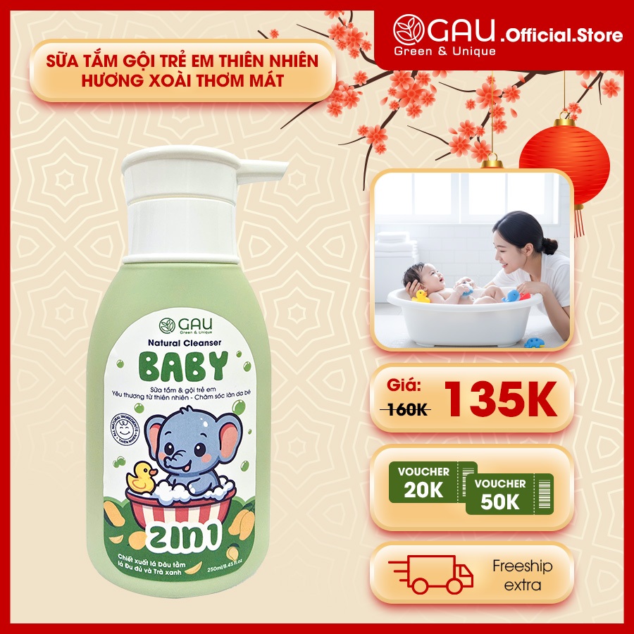 Sữa tắm BÉ An Lành Hoàn toàn Tự nhiên hương Xoài thơm ngọt, Dịu êm Chính hãng GAU dung tích 250ml