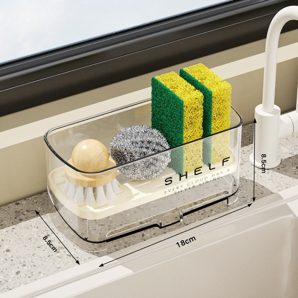 Kệ Để Đồ Rửa Chén SHELF Thoát Nước Nhựa Trong Suốt Đặt Bồn Rửa Gọn Gàng | BigBuy360 - bigbuy360.vn